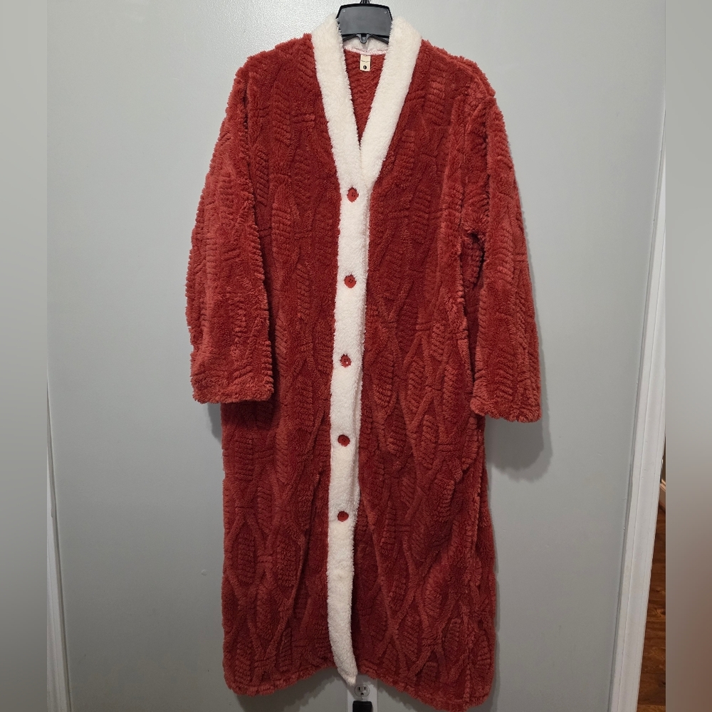 Cozy Rust and Cream Long Robe